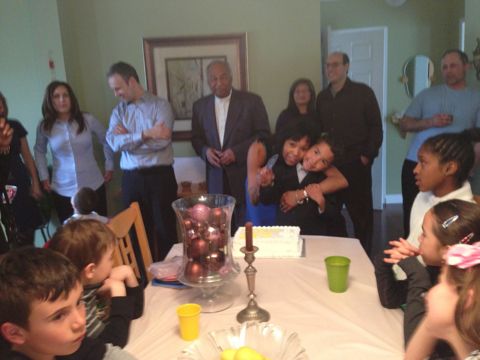Family gathered at home
